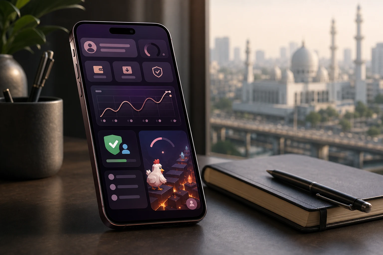 Mobile gameplay overview on a phone screen
