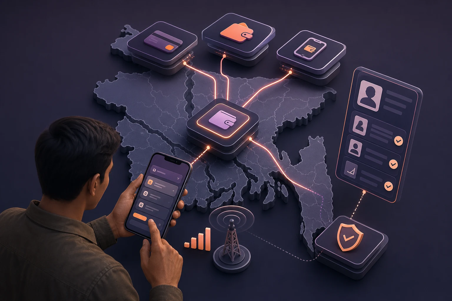 Cashier and payment methods screen illustration